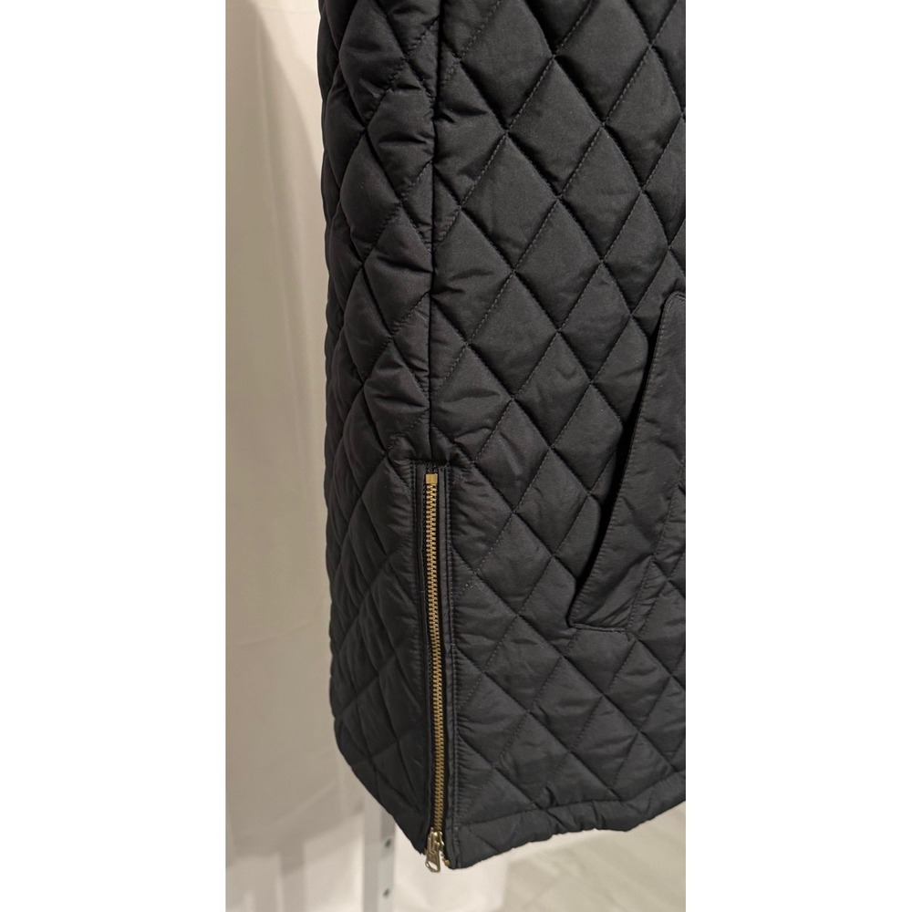 Tommy Hilfiger Black Long Puffer Jacket With Removable Faux Fur Collar Side Zips - Picture 6 of 12